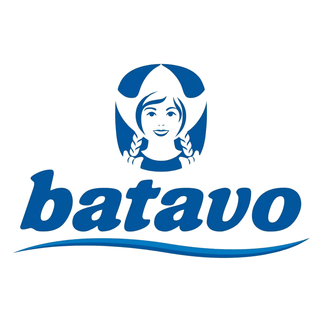 Logo da empresa Batavo, interativa ao passar o mouse por cima ela aumenta de tamanho