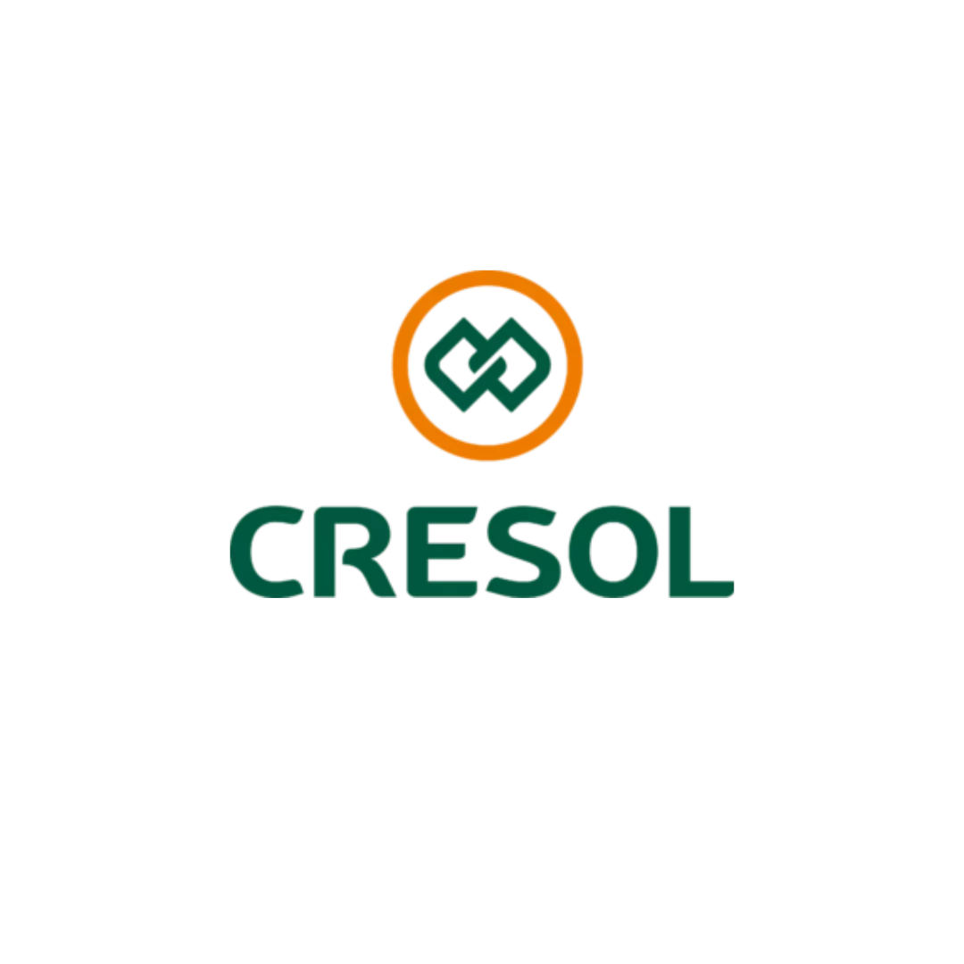 Logo da empresa Cresol, interativa ao passar o mouse por cima ela aumenta de tamanho