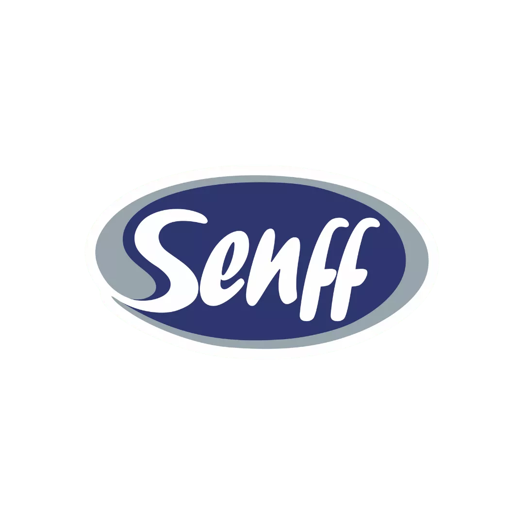 Logo da empresa Senff, interativa ao passar o mouse por cima ela aumenta de tamanho